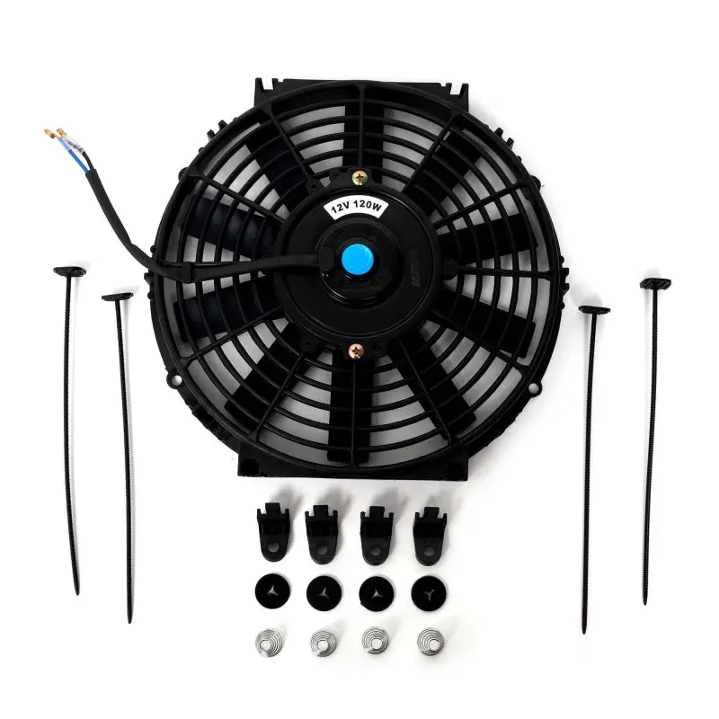 Blox Racing Electric Slim Fan - 10In 120W - Straight Blade Black - V2 1