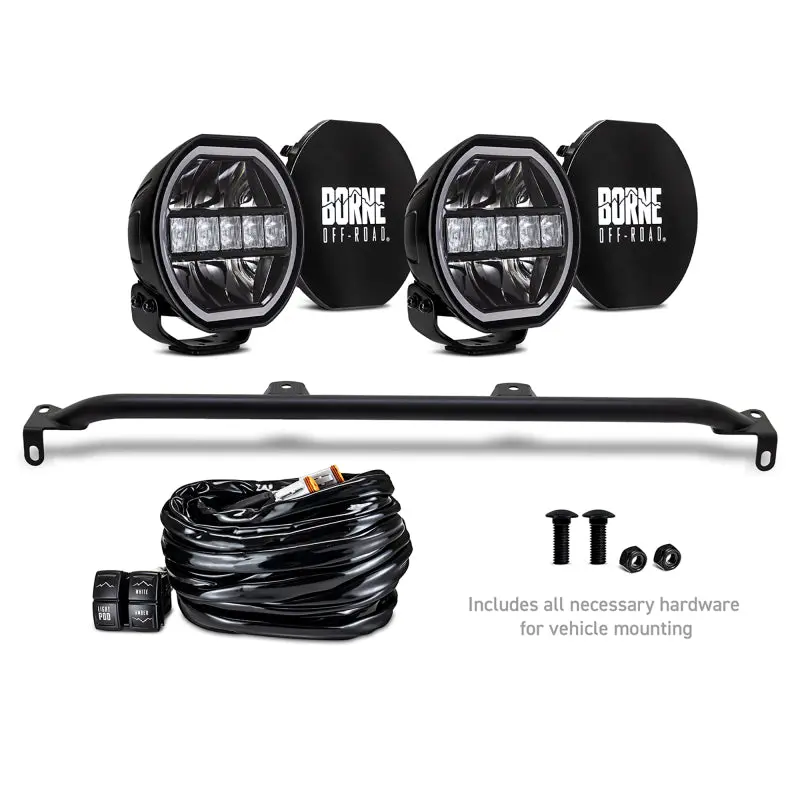 Borne Off-Road 2021+ Ford Bronco Direct Fit Lights - Mod Bumper - 2In X 7In Round - Bumper 1
