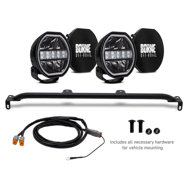 Borne Off-Road 2021+ Ford Bronco Direct Fit Lights - Mod Bumper - 2In X 7In Round - Bumper - Up 1