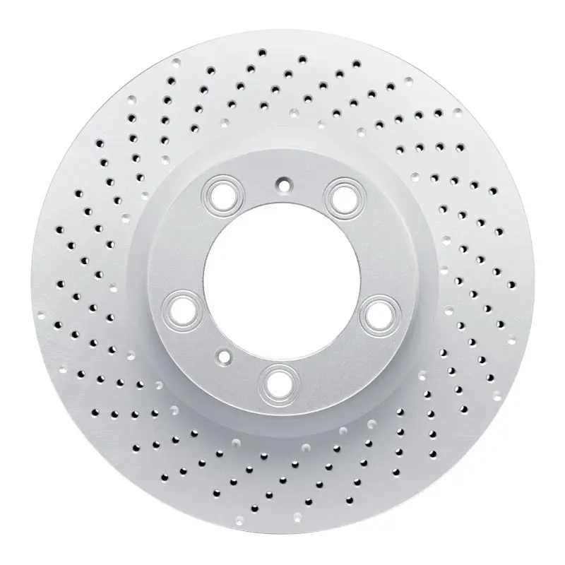 Dfc 09-23 Porsche 718 Cayman Left Front Drilled Geospec Coated Rotor 1