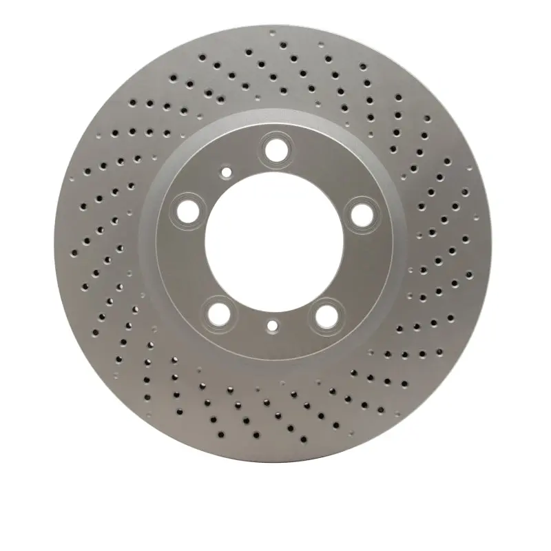 Dfc 09-23 Porsche 718 Cayman Right Front Drilled Geospec Coated Rotor 1