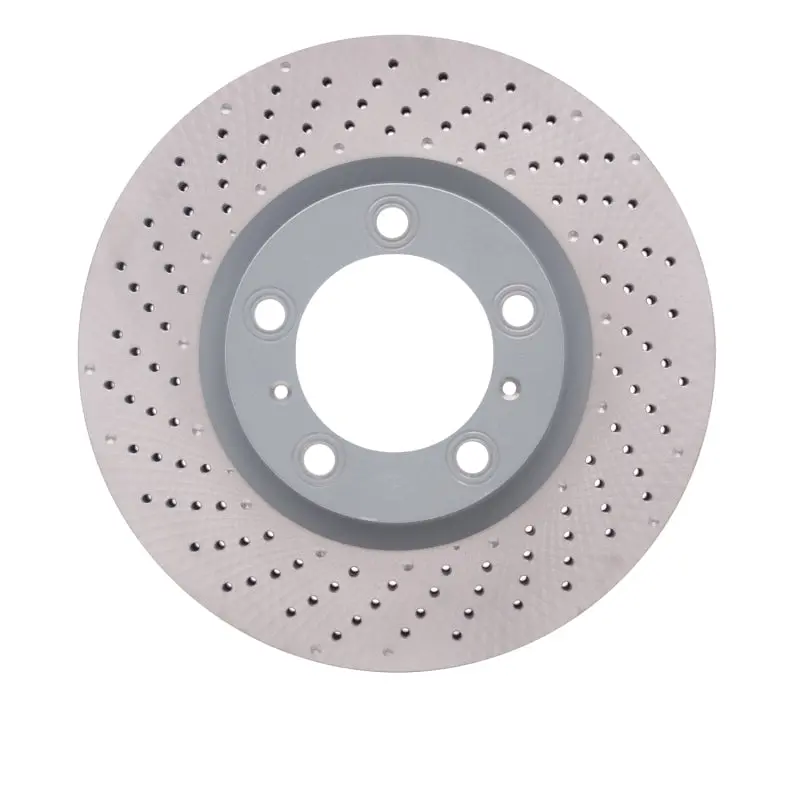 Dfc 09-23 Porsche Cayman Left Front Drilled Hi-Carbon Alloy Geomet Coated Rotor 1