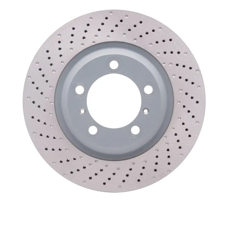Dfc 12-16 Porsche 911 Left Front Drilled Hi-Carbon Alloy Geomet Coated Rotor 1