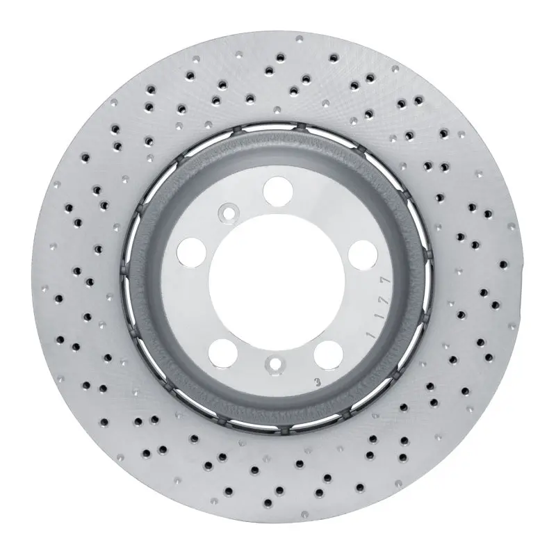 Dfc 13-19 Porsche 911 Left Rear Drilled Hi-Carbon Alloy Geomet Coated Rotor 1