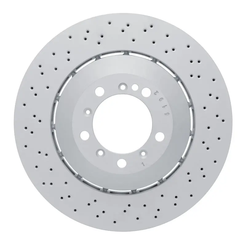 Dfc 16-23 Porsche Cayman Left Front Drilled Hi-Carbon Alloy Geomet Coated Rotor 1