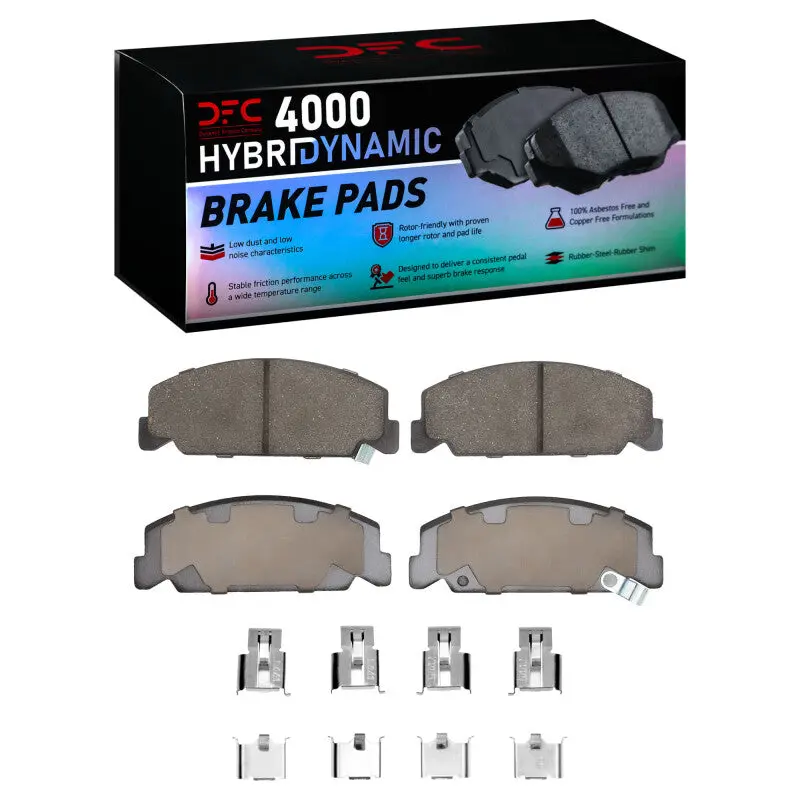Dfc 84-00 Honda Civic Sedan Front 4000 Hybridynamic Brake Pads And Hardware Kit 1