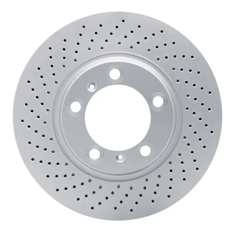 Dfc 99-23 Porsche 718 Cayman Left Front Drilled Hi-Carbon Alloy Geomet Coated Rotor 1
