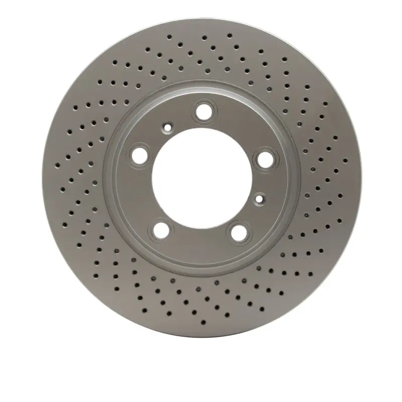 Dfc 99-23 Porsche 718 Cayman Right Front Drilled Geospec Coated Rotor 1