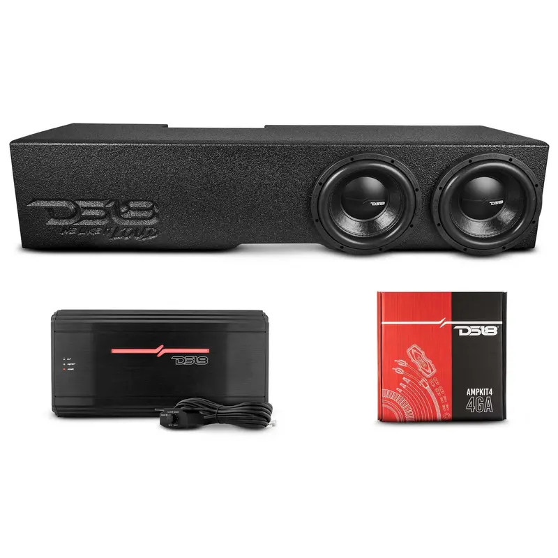 Ds18 2X 10In Forward Firing Underseat Ported Box Subwoofer Enclosure- Black Spray Liner Paint Finish 1