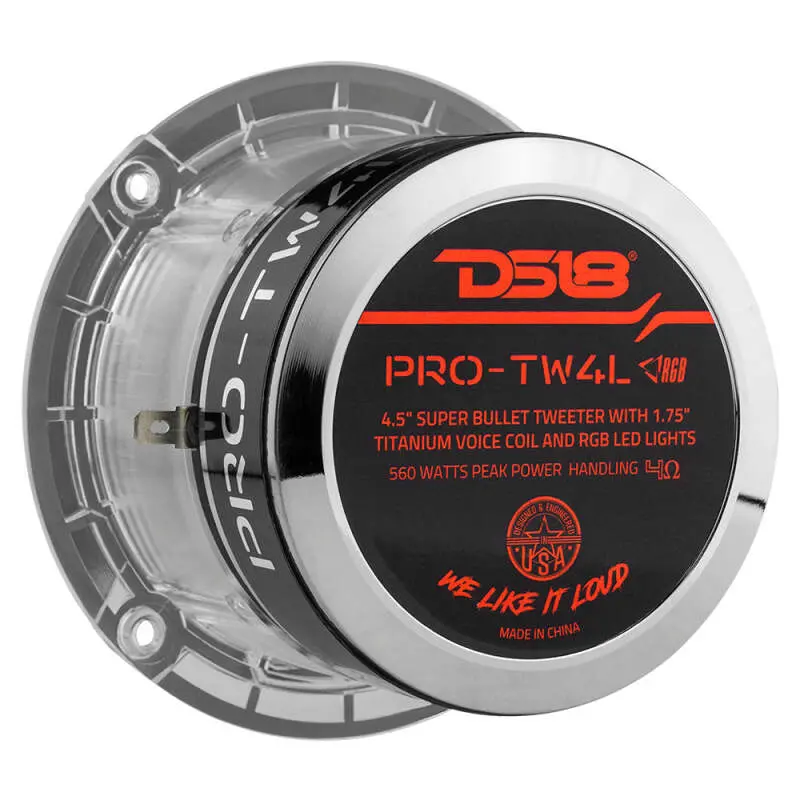 Ds18 4.5In Super Bullet Tweeter 280 Watts Rms 1.75In Titanium Vc 4 Ohm Rgb Led Lights 1