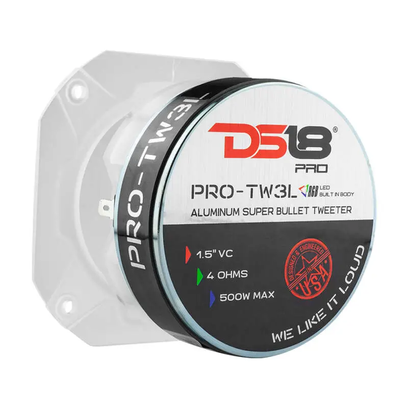 Ds18 4In Super Bullet Tweeter 250 Watts Rms 1.5In Titanium Vc 4 Ohm Rgb Led Lights 1