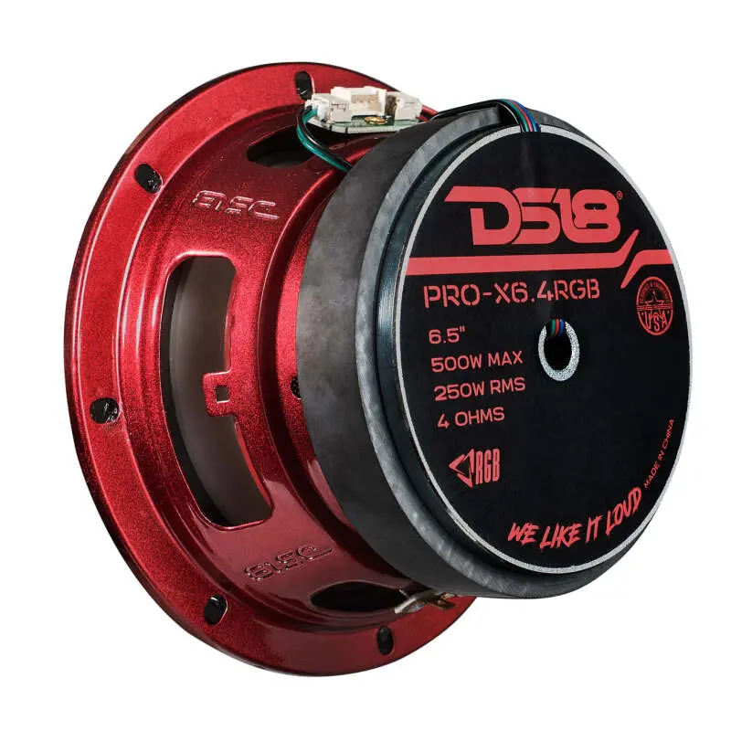 Ds18 6.5In 250 Watts Rms 4Ohm Mid Range Loudspeaker W/Translucent Dust Cap And Cone W/Rgb Led Lights 1