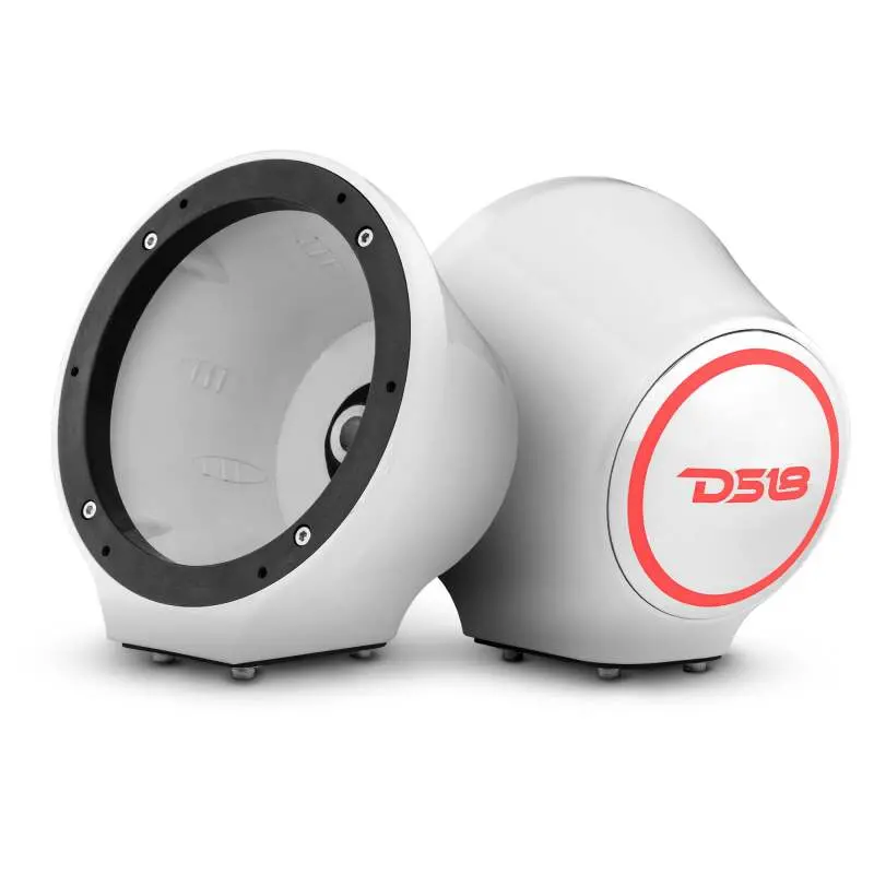 Ds18 6.5In Marine And Powersports Universal Flat Mount Speaker Pod Rgb Led Lights- White 1