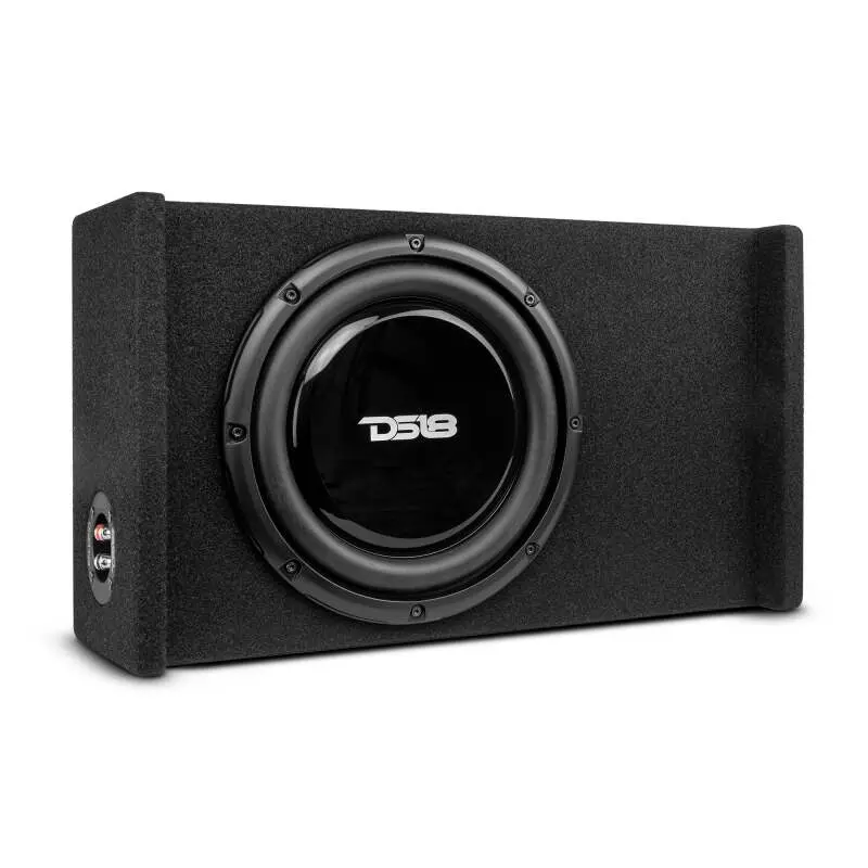 Ds18 Single 10In Shallow Subwoofer And Enclosure 300 Watts Rms Downfiring Sealed Black Carpet 1