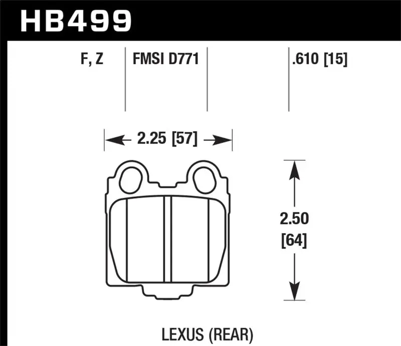 Hawk 05-10 Lexus Sc430 4.3L Hps 5.0 Rear Brake Pads 1
