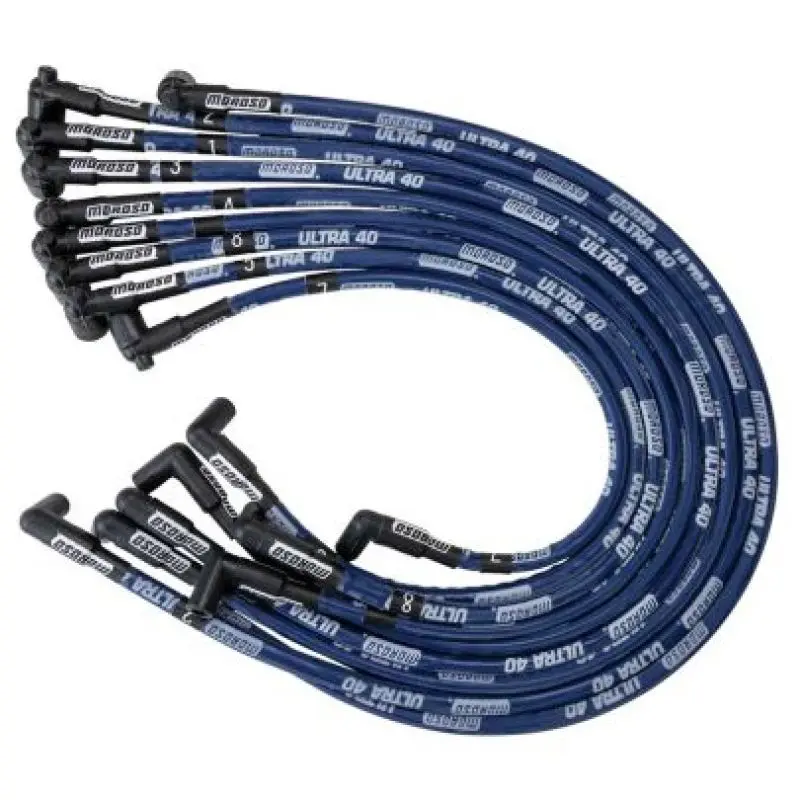 Moroso Chevrolet Big Block Ignition Wire Set - Ultra 40 - Sleeved - Non-Hei - 90 Degree - Blue 1