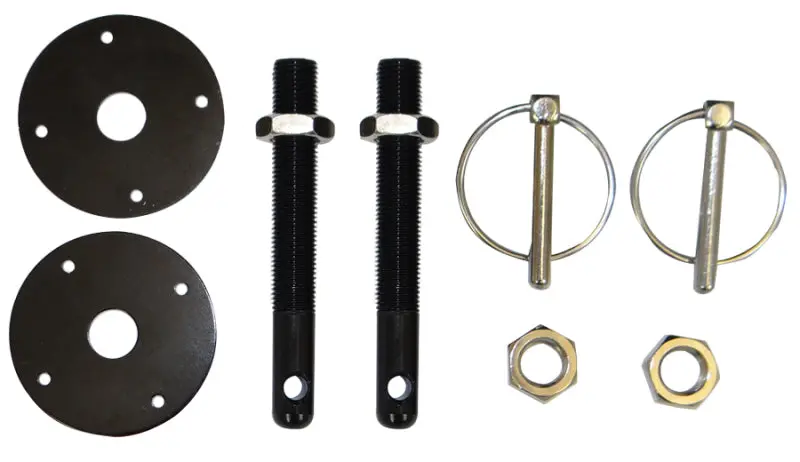 Moroso Hood Pin Set - 1/2In - Aluminum - Black - 2 Pack 1