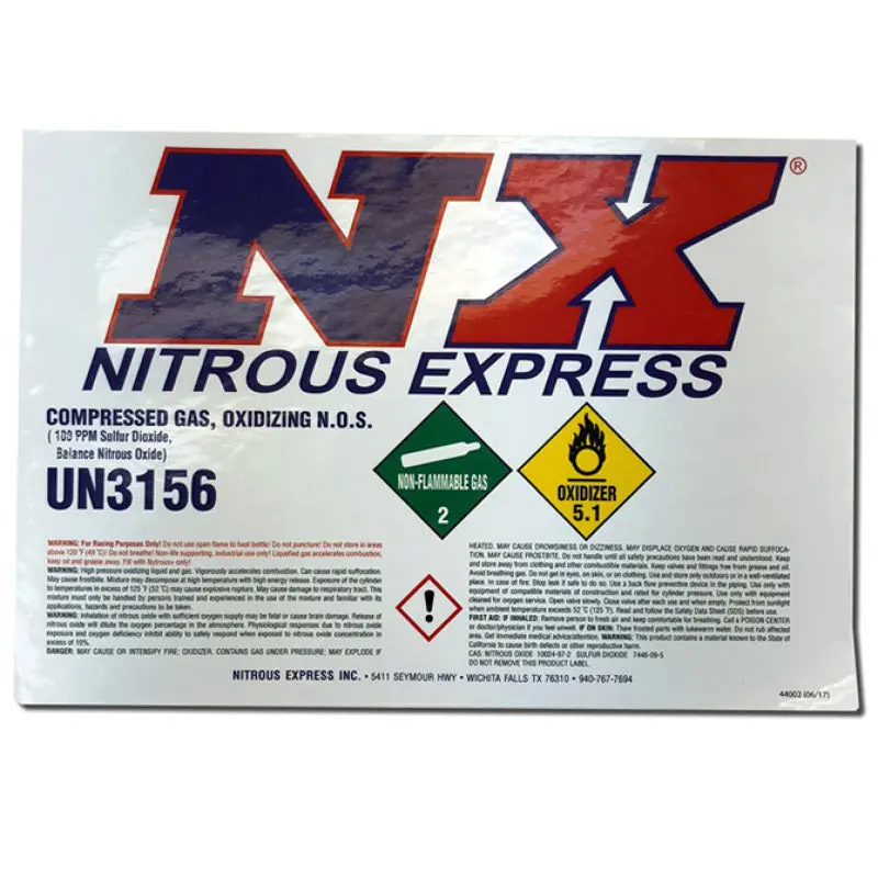 Nitrous Express 5Lb Bottle Decal 1