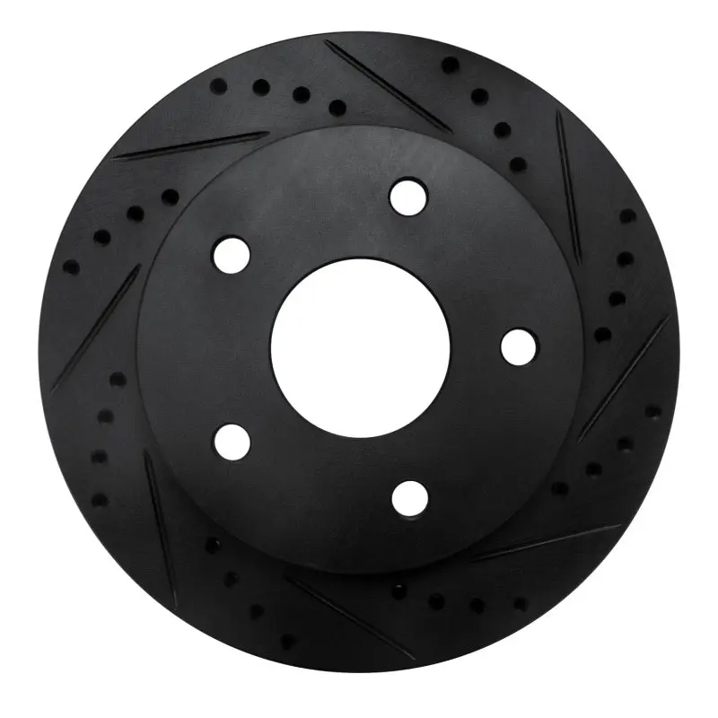 R1 00-01 Dodge Ram 1500 Pickup Front Right Drilled & Slotted Black Brake Rotor 1