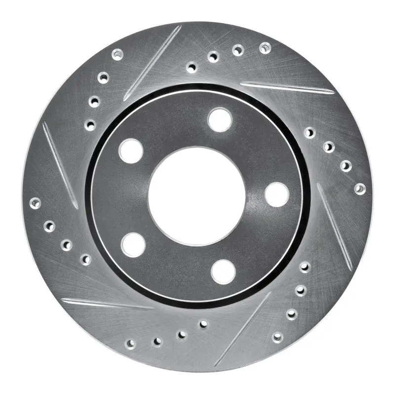 R1 00-02 Audi S4 Rear Left Drilled & Slotted Silver Brake Rotor 1