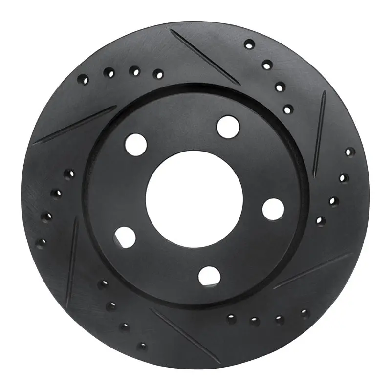 R1 00-02 Audi S4 Rear Right Drilled & Slotted Black Brake Rotor 1