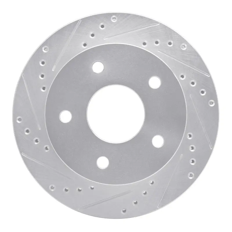 R1 00-02 Dodge Ram 1500 Pickup Front Left Drilled & Slotted Silver Brake Rotor 1