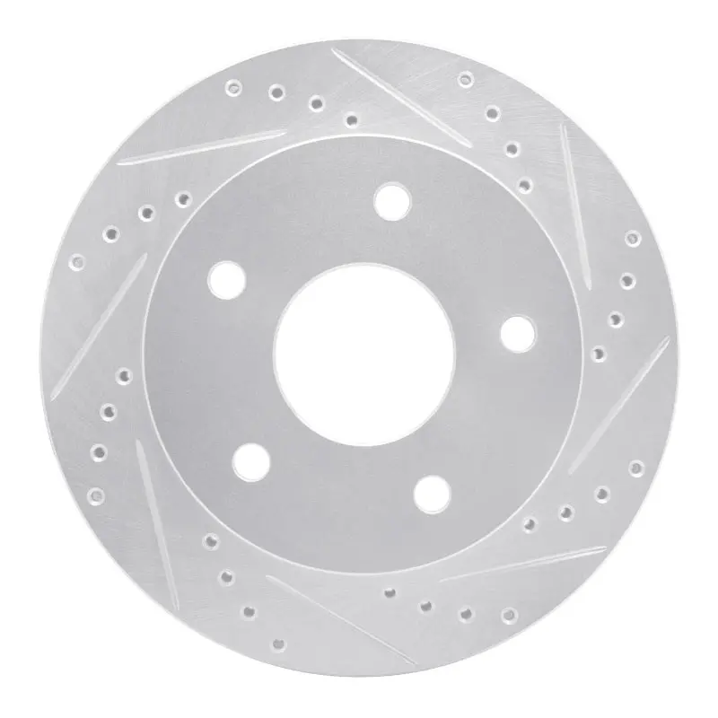 R1 00-02 Dodge Ram 1500 Pickup Front Right Drilled & Slotted Silver Brake Rotor 1
