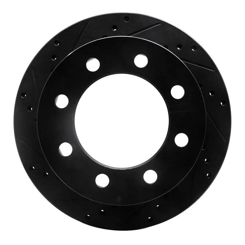 R1 00-02 Dodge Ram 2500 Rear Left Drilled & Slotted Black Brake Rotor 1