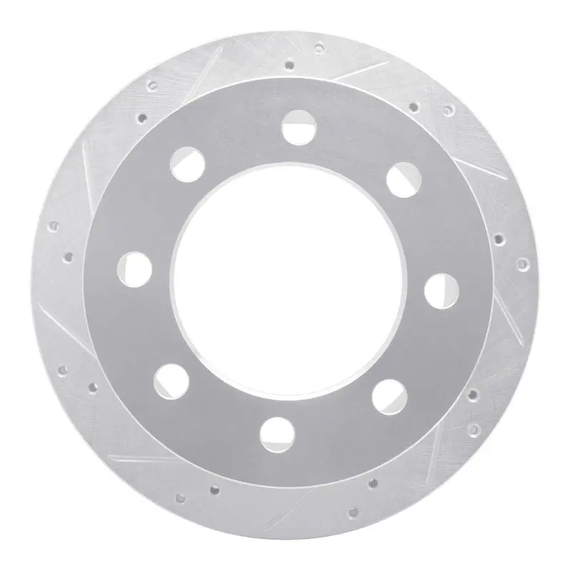 R1 00-02 Dodge Ram 3500 Rear Left Drilled & Slotted Silver Brake Rotor 1