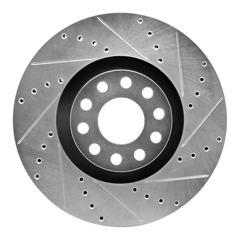 R1 00-03 Audi A8 Front Right Drilled & Slotted Silver Brake Rotor 1