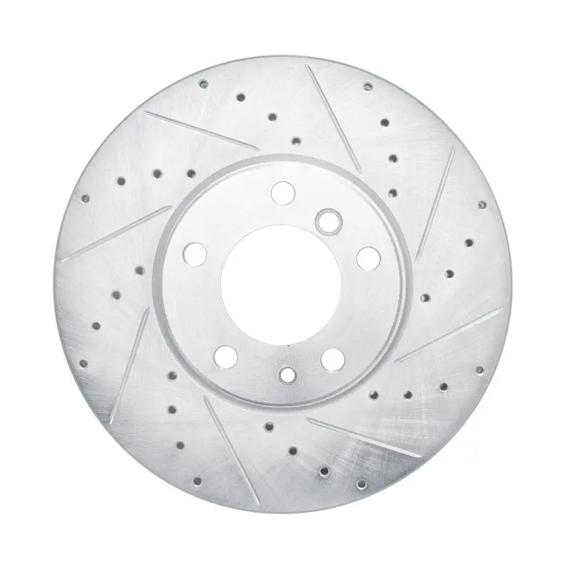 R1 00-03 Bmw 530I Front Right Drilled & Slotted Silver Brake Rotor 1