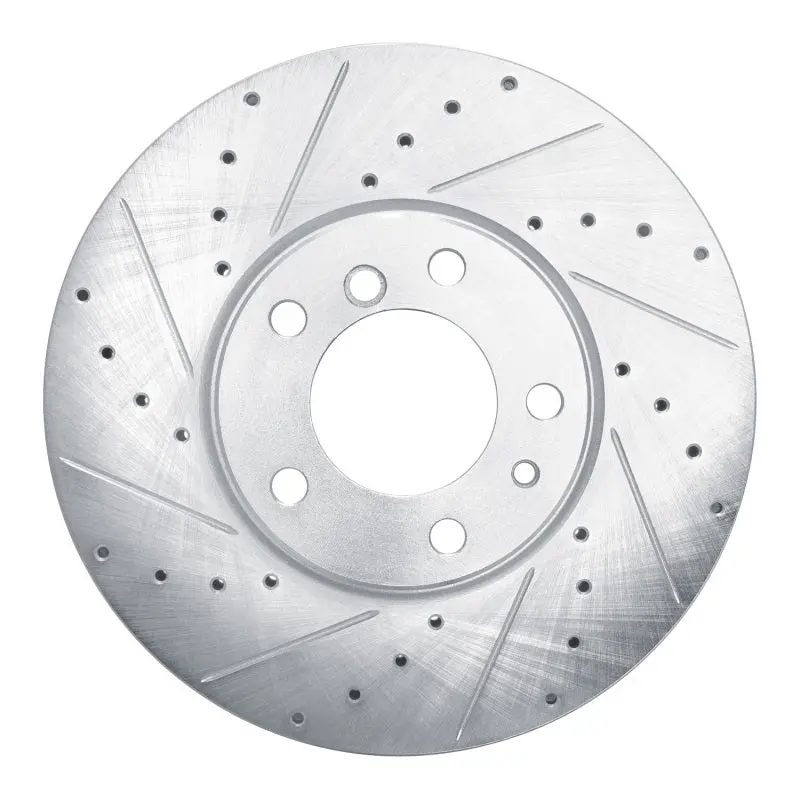 R1 00-03 Bmw 540I Front Left Drilled & Slotted Silver Brake Rotor 1