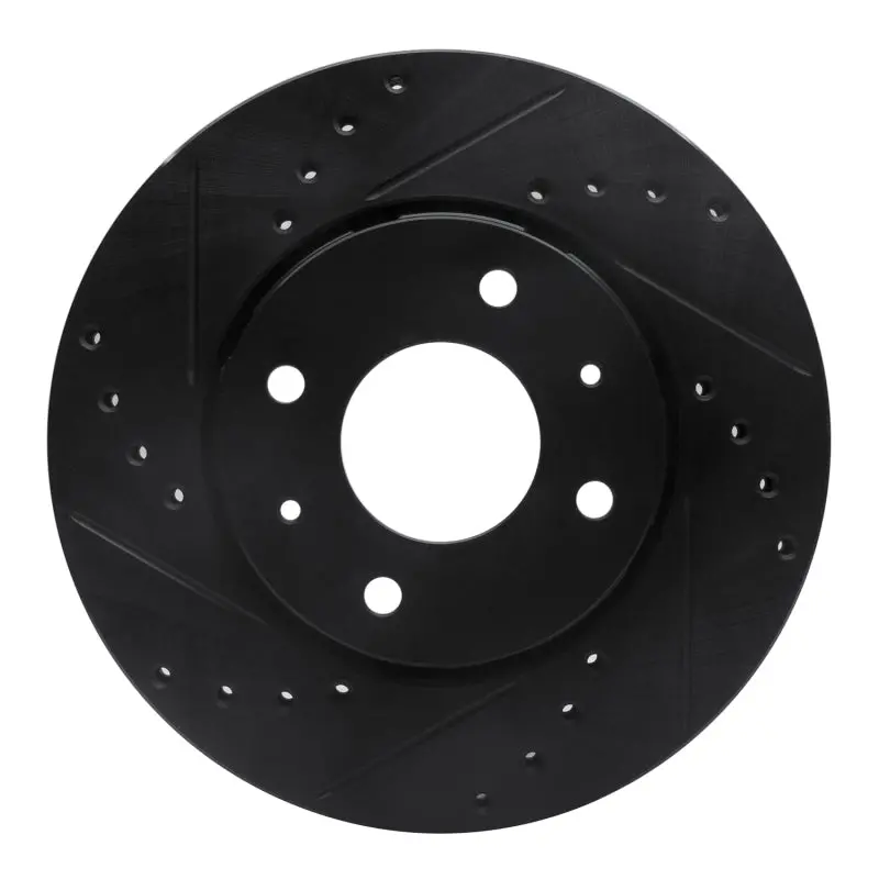 R1 00-04 Volvo S40 Front Left Drilled & Slotted Black Brake Rotor 1