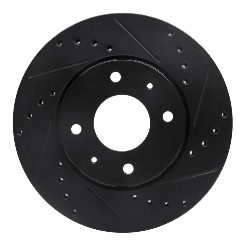 R1 00-04 Volvo V40 Front Right Drilled & Slotted Black Brake Rotor 1