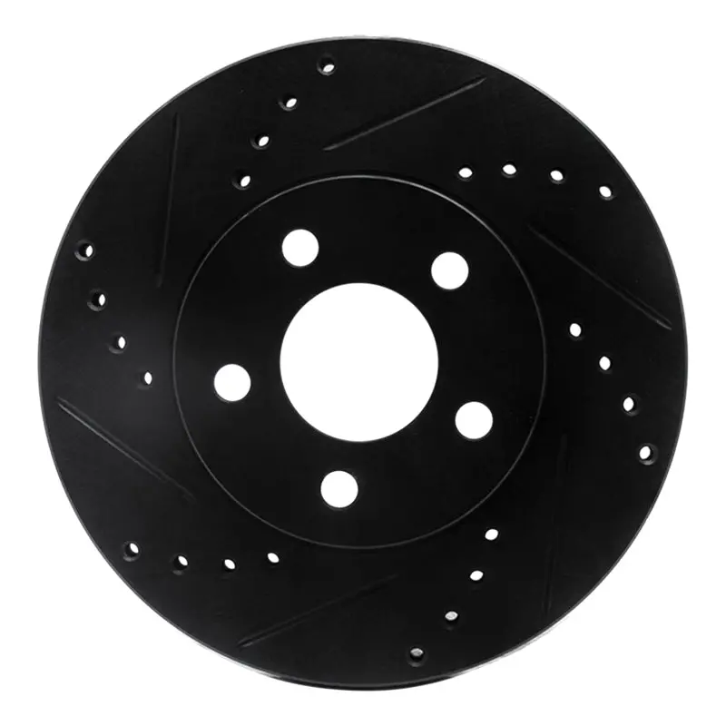 R1 00-05 Chrysler Neon Front Left Drilled & Slotted Black Brake Rotor 1