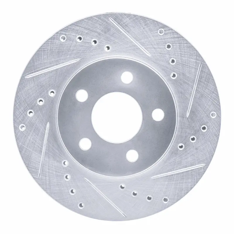 R1 00-05 Chrysler Neon Front Right Drilled & Slotted Silver Brake Rotor 1