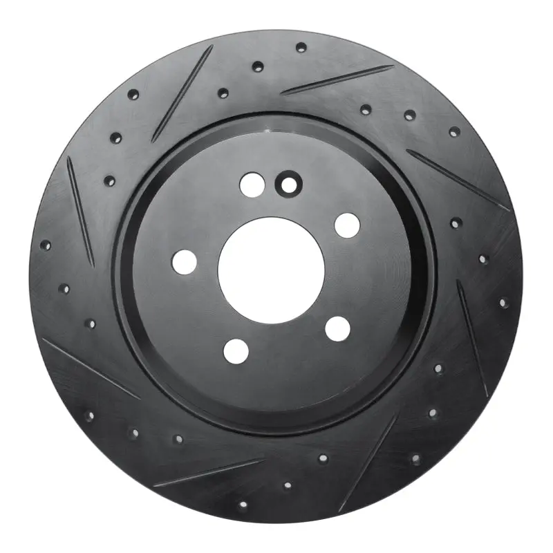 R1 00-05 Mercedes-Benz Ml500 (Usa/Canada) Rear Left Drilled & Slotted Black Brake Rotor 1