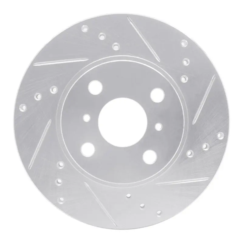 R1 00-05 Toyota Mr2 Spyder Front Right Drilled & Slotted Silver Brake Rotor 1