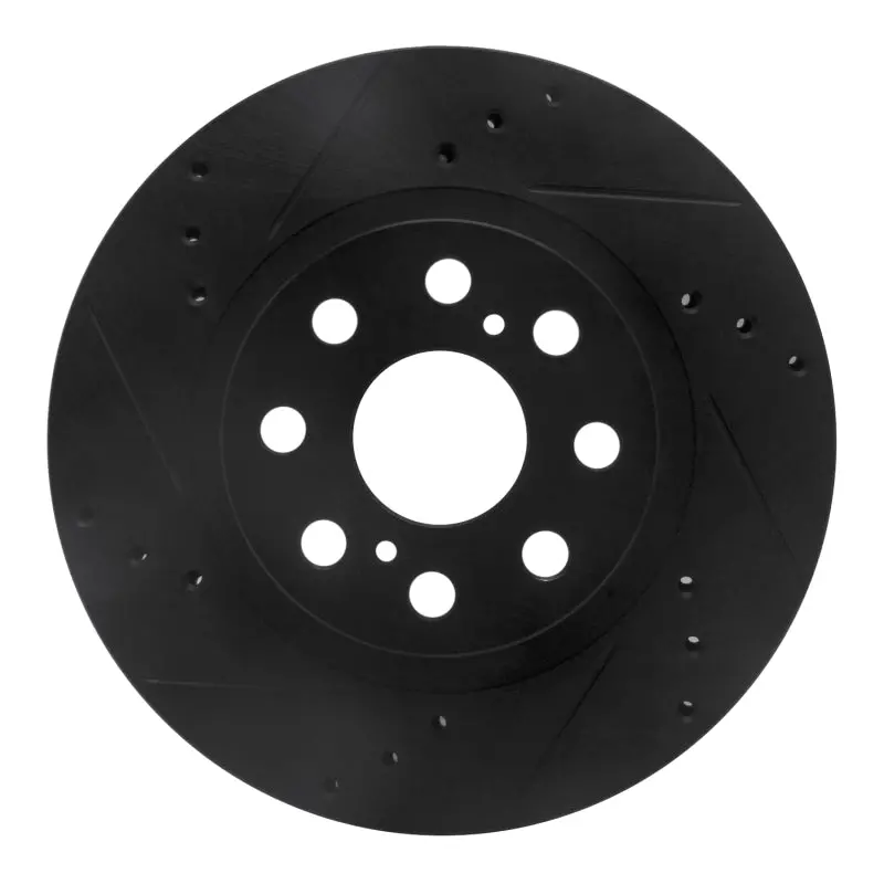 R1 00-05 Toyota Mr2 Spyder Rear Left Drilled & Slotted Black Brake Rotor 1