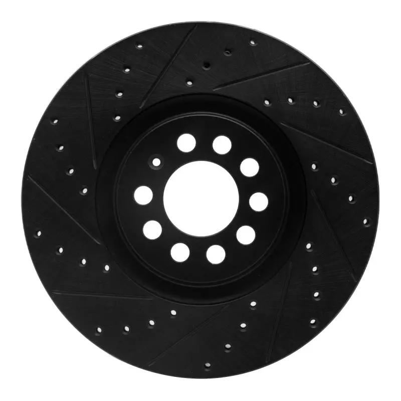 R1 00-06 Audi Tt Quattro Front Left Drilled & Slotted Black Brake Rotor 1