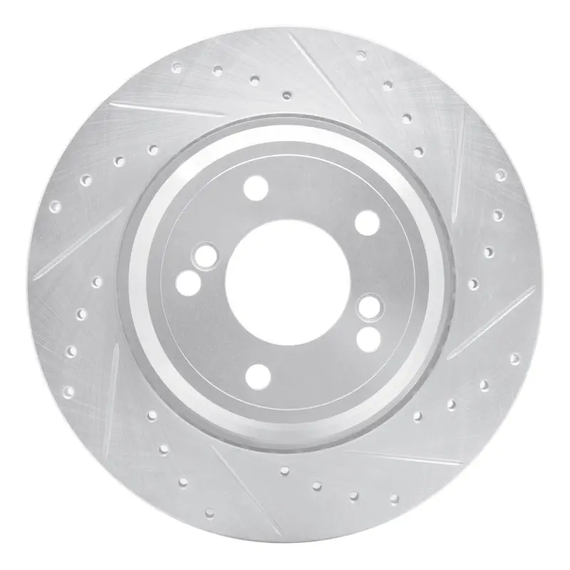 R1 00-06 Bmw M5 Rear Right Drilled & Slotted Silver Brake Rotor 1