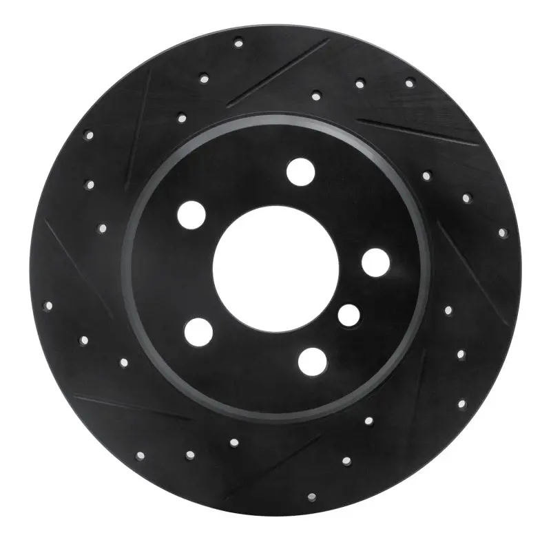 R1 00-06 Bmw X5 Rear Left Drilled & Slotted Black Brake Rotor 1