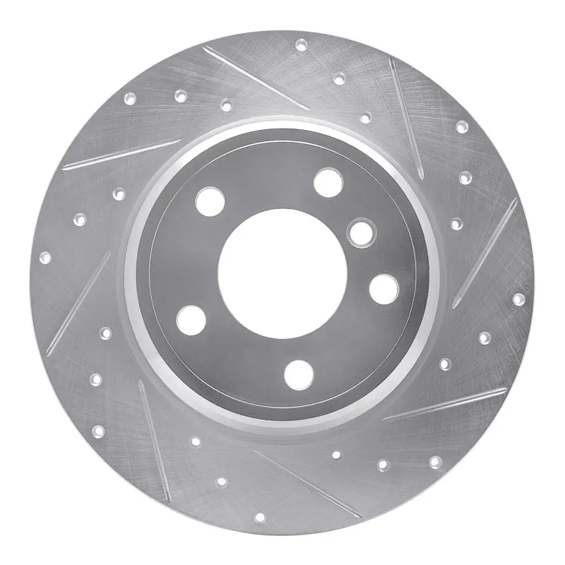 R1 00-06 Bmw X5 Rear Right Drilled & Slotted Silver Brake Rotor 1