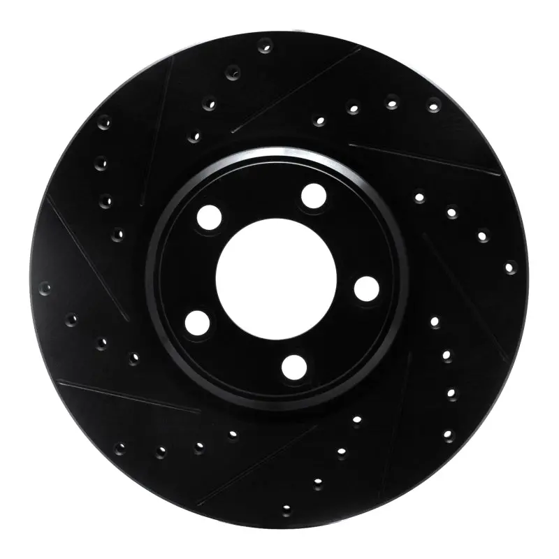 R1 00-06 Ford Thunderbird Front Left Drilled & Slotted Black Brake Rotor 1
