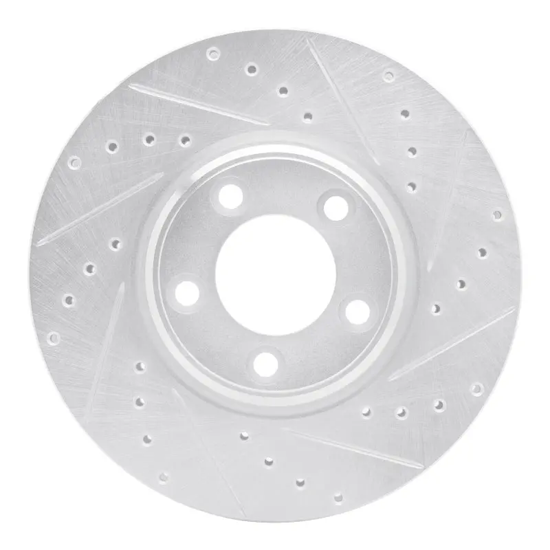 R1 00-06 Ford Thunderbird Front Right Drilled & Slotted Silver Brake Rotor 1