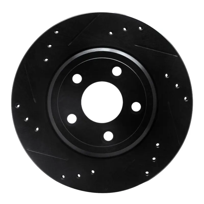 R1 00-06 Ford Thunderbird Rear Left Drilled & Slotted Black Brake Rotor 1