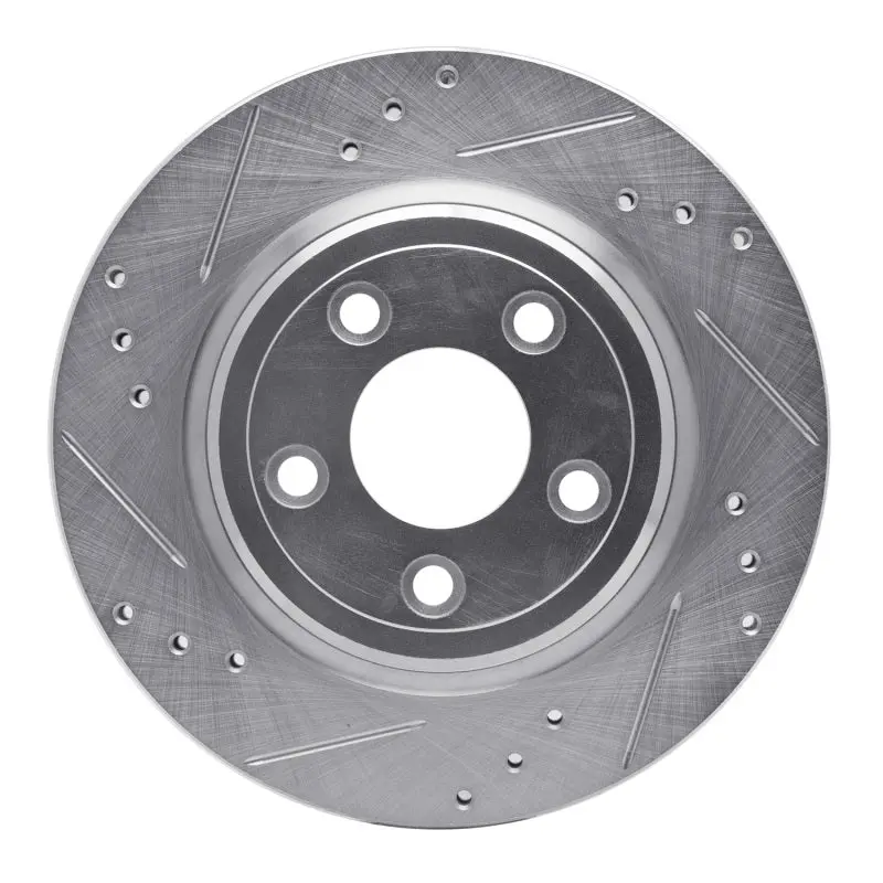 R1 00-06 Ford Thunderbird Rear Left Drilled & Slotted Silver Brake Rotor 1