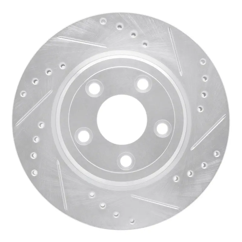 R1 00-06 Ford Thunderbird Rear Right Drilled & Slotted Silver Brake Rotor 1