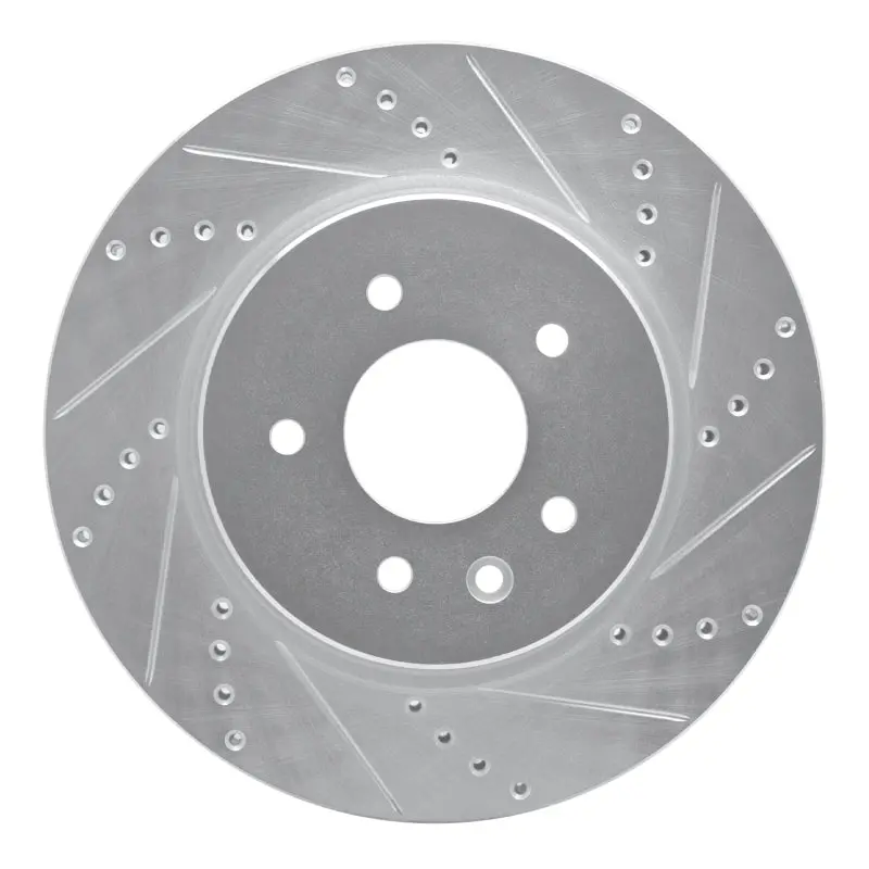 R1 00-06 Jaguar Xjr Rear Right Drilled & Slotted Silver Brake Rotor 1