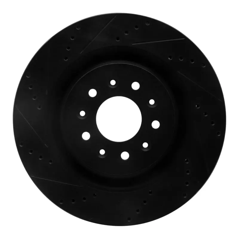 R1 00-06 Jaguar Xkr Front Left Drilled & Slotted Black Brake Rotor 1